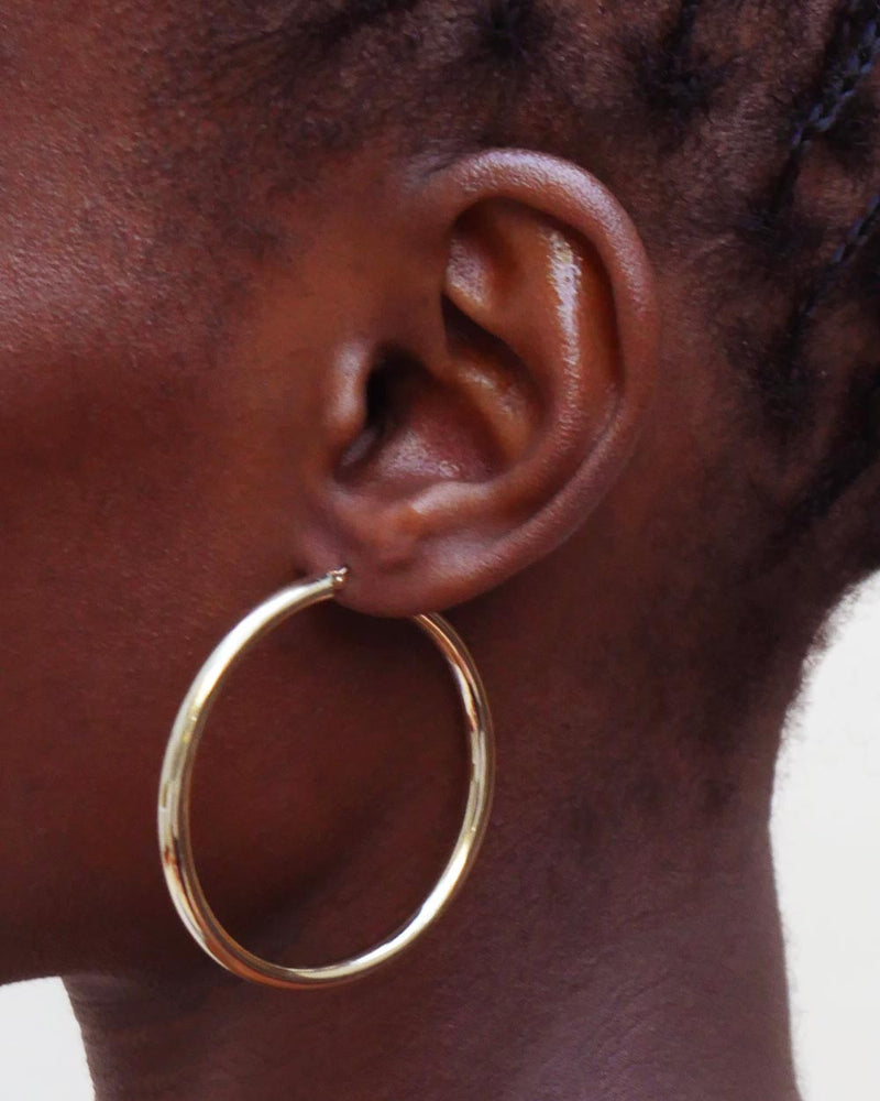 EXTRA LARGE GOLD ENDLESS HOOP EARRINGS  Rocz
